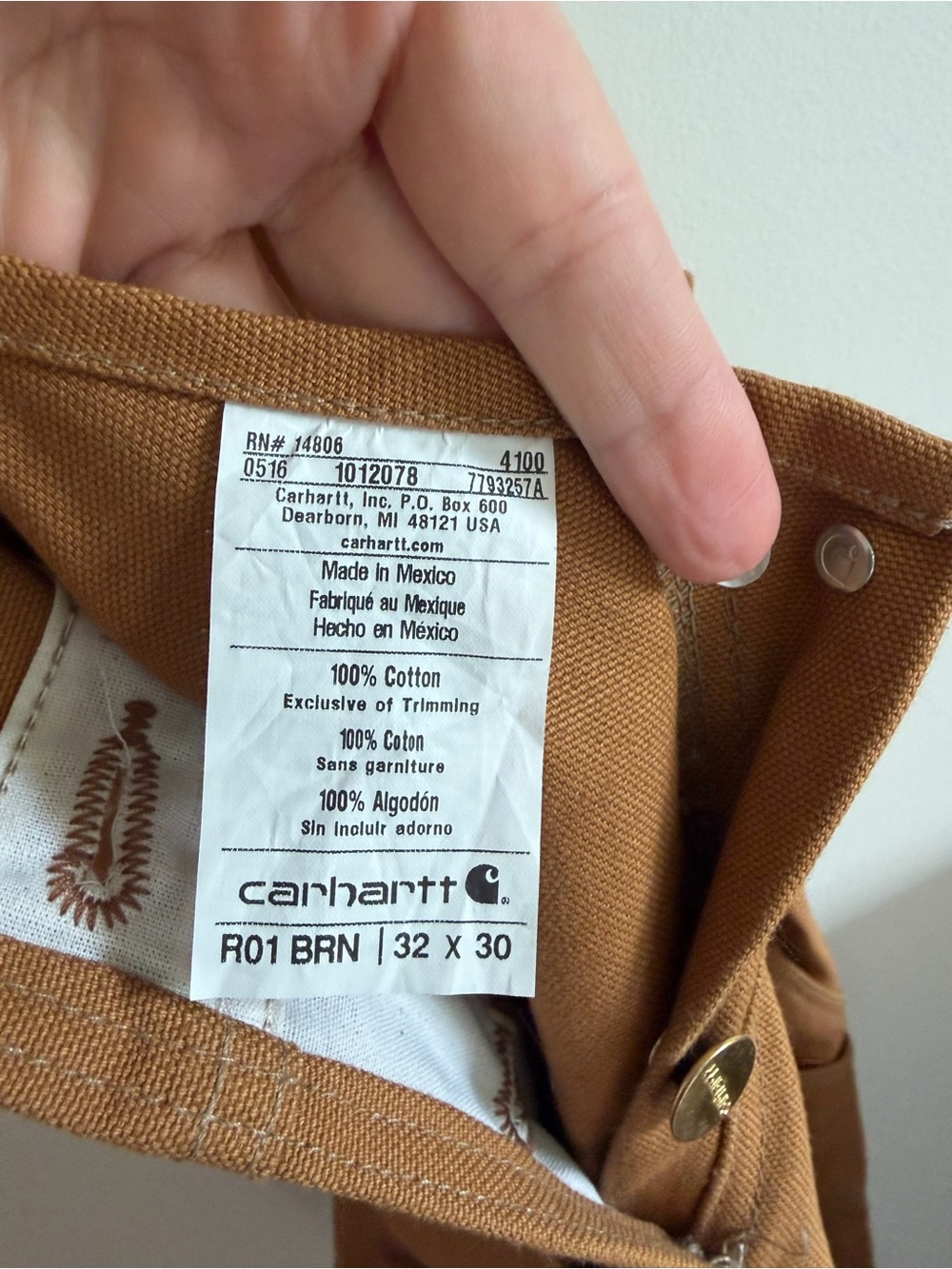 CARHARTT- size 32/30 Unlined Duck Bib Overalls, - Picture 3 of 3